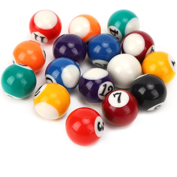 16PCS Mini Billiard Balls Set, 2.5cm/0.98inch Mini Pool Ball Set, Resin Children Billiard Ball, for Recreation Games (Not Suitable for Adults)