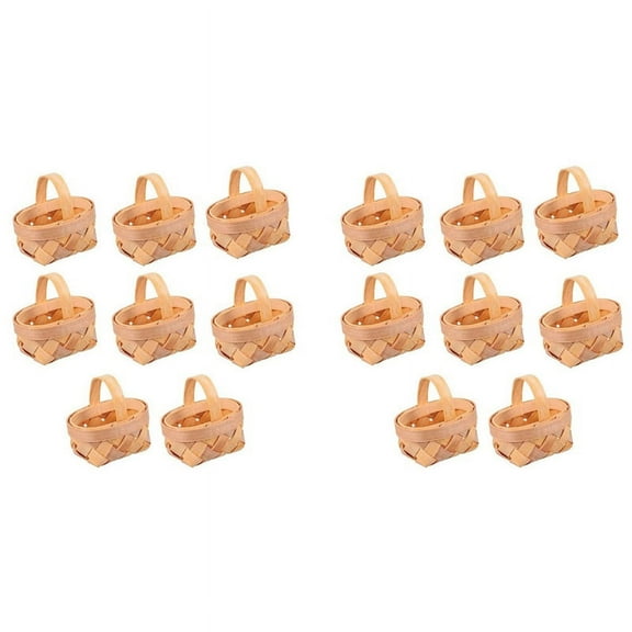 16PCS Mini Woven Baskets with Handles for Favors Crafts Decor Photo Prop