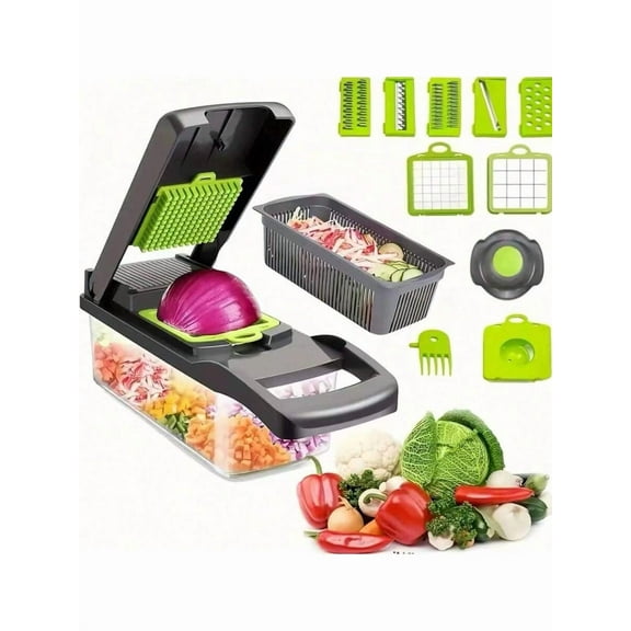 16PCS Multifunctional Vegetable Cutter Set - Fruit Slicer/Onion Grinder/Potato Shredder with Container | Kitchen Gadgets (No Dishwasher) | Holiday Gifts