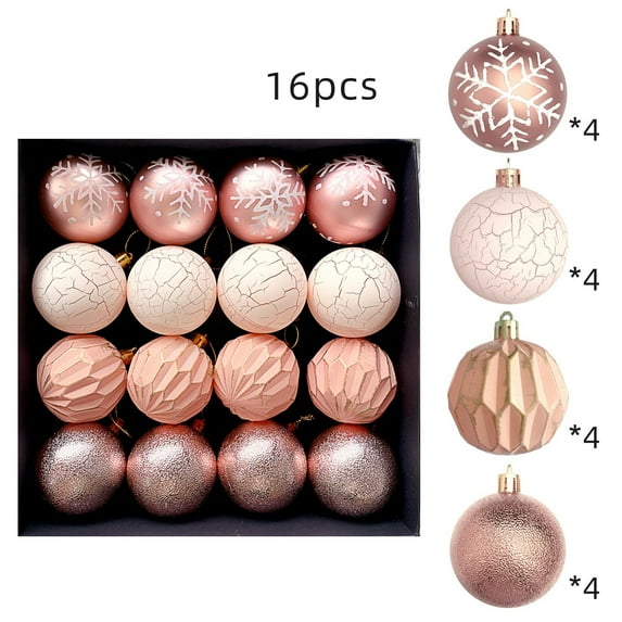 16PCS Neutral Christmas Ornaments 2.36 Inch Textured Tree Decor, Shatterproof Matte Glossy Vintage Hanging Balls for Xmas Tree Holiday Party Wedding Decorations