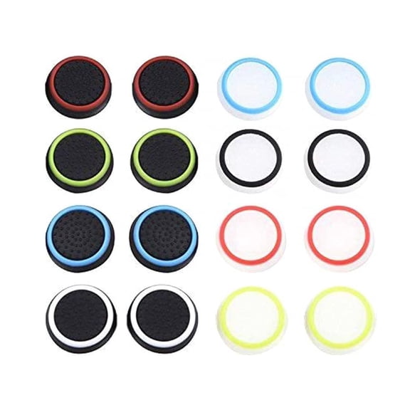 16 PCS Non-slip Controller Thumb Stick Grip Caps Silicone Analog Joystick Cover Cases Skin Keycap for PS3/PS4/Xbox One Games Joysticks Accessories Replacement Parts-Multicolor