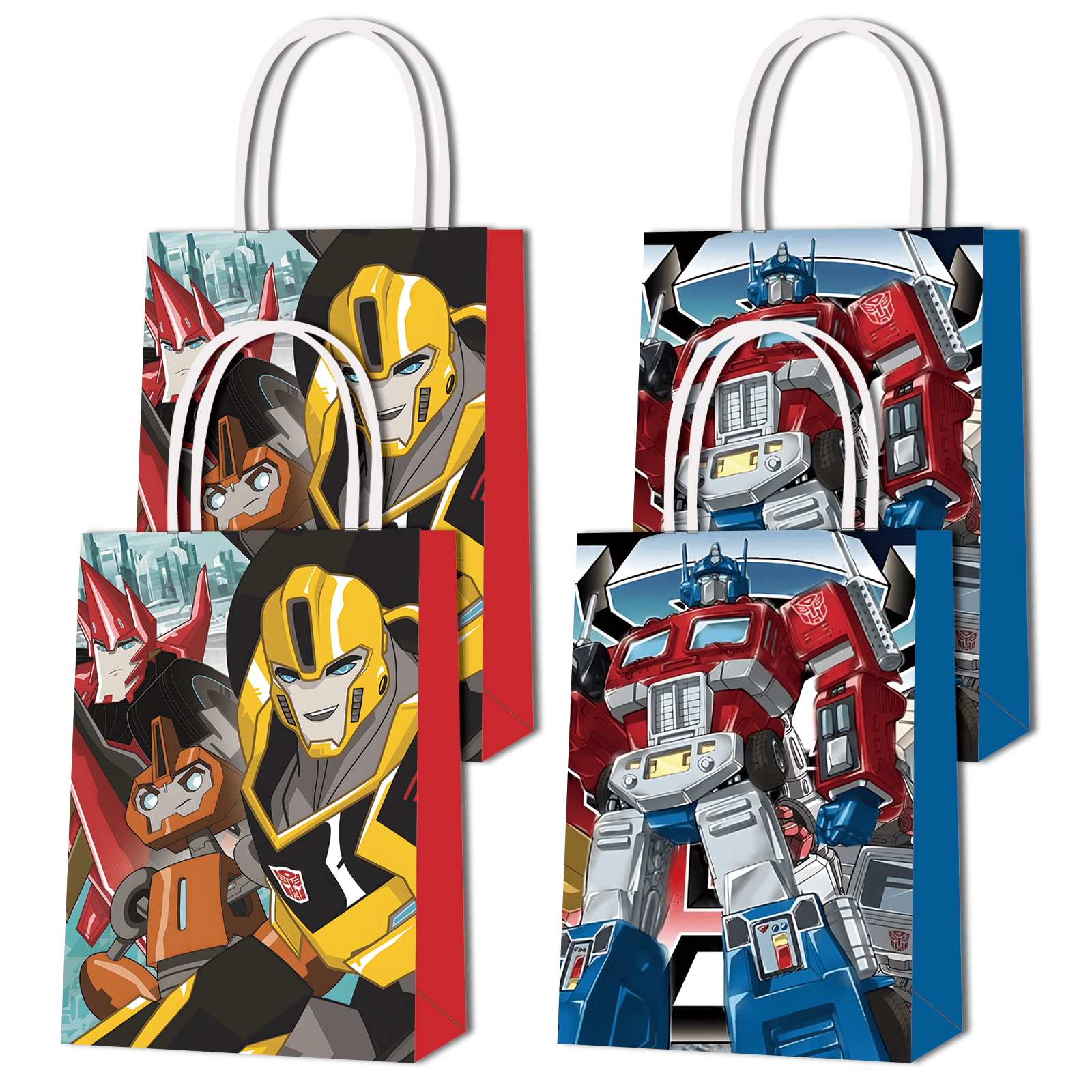 16PCS Optimus Theme For Prime Party Transformers Bags, Party Favor Bags,Birthday Party Decorations, With Handles Favor Bags Candy Gift Bags for Adults Boy Girls Birthday Party