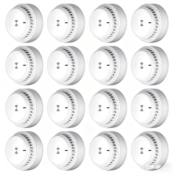 16PCS Photoelectric Smoke Alarm Detector, Home Fire Safety Sensor Alert, 3V AA Battery Operated, No Wiring Required