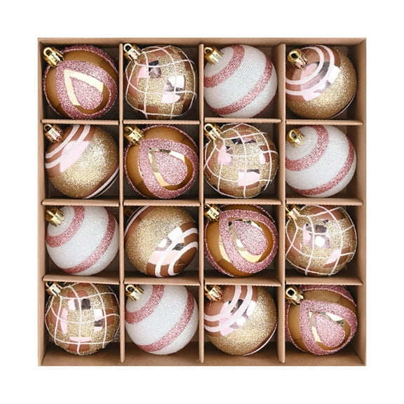 16PCS Pink Christmas Ornaments, 2.36 Inch Shatterproof Christmas Tree Decorations, Hanging Ball Ornaments Bulk for Xmas Holiday Party Decor, Home & Office