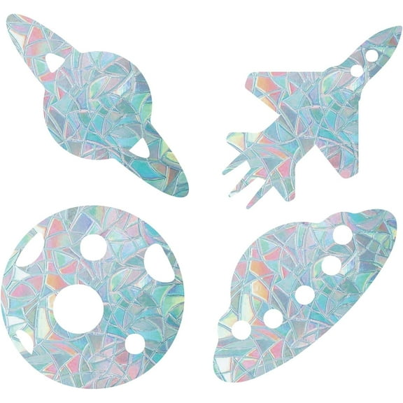 16PCS Planets Window Clings Anti Collision Space Rainbow Window Glass Alert Stickers for Birds Strike Decals Non Adhesive Prismatic Vinyl Film for Sliding Doors Windows Glass for DIY