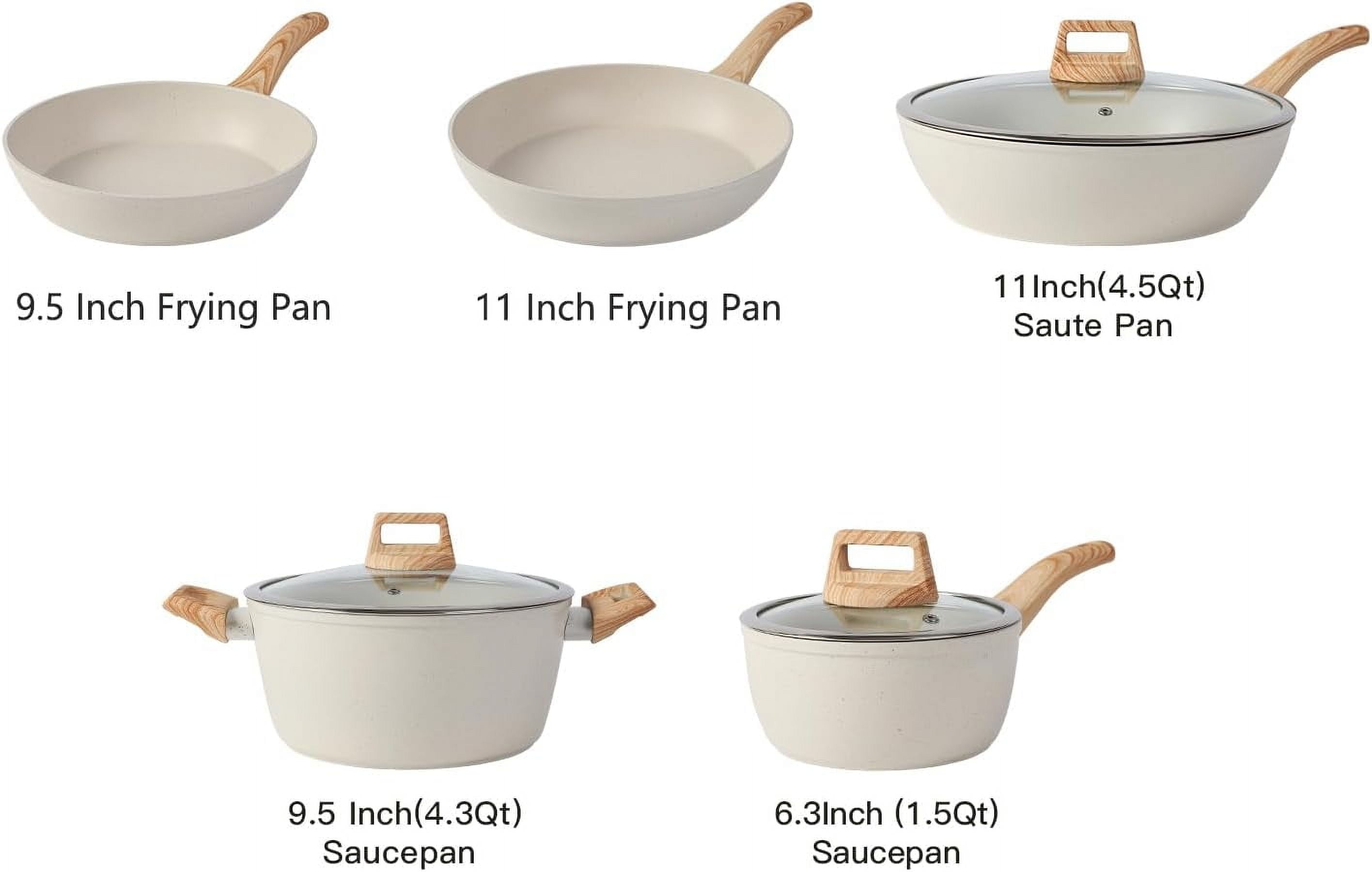 16PCS Pots and Pans Set Non Stick Cookware with Granite Coating for Home Kitchen