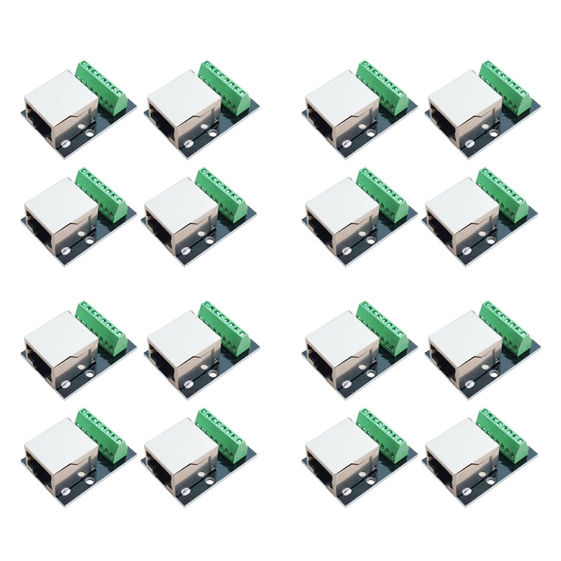 Produktbild von 4er-Set RJ45 Ethernet-Buchsen Breakout-Board – 2,54 Mm Raster, Geschirmter Netzwerkadapter Für PCB-Montage, 24,49 X 33 Mm