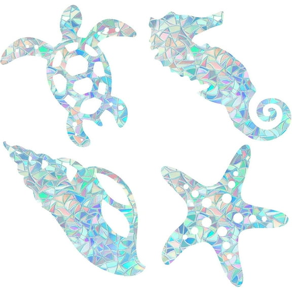 16PCS Sea Animal Window Decals Turtle Static Glass Sliding Door Sticker Beach Clings Non Adhesive Vinyl Film Home Decals for Windows Prevent Stop Birds Strikes