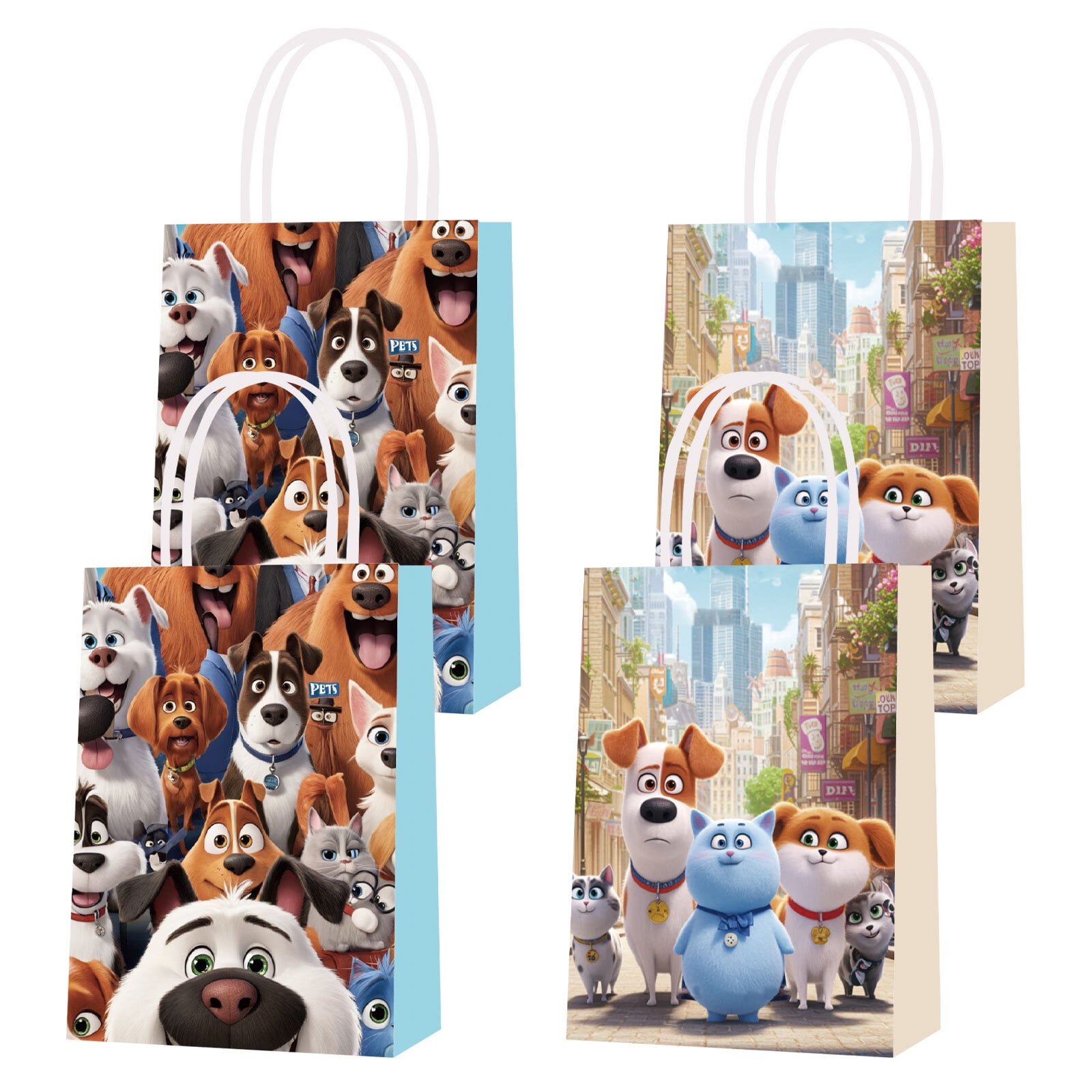 16PCS For The Secret Life of Pets Theme Party Favor Bags,Birthday Party Bags,Birthday Party Decorations With Handles Favor Bags Candy Gift Bags for Birthday Party