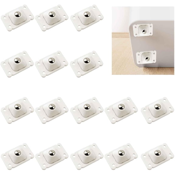 16PCS Self Adhesive Caster Wheels White 360 Degree Swivel Universal Wheel Rotation Sticky Pulley for Kitchen Appliances Furniture Trash Can Storage Box