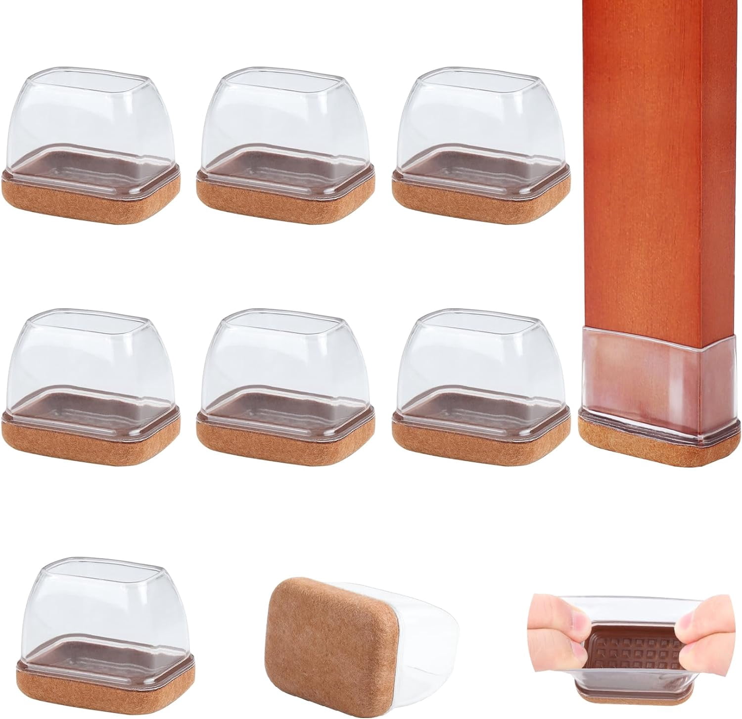 16Pcs Chair Floor Leg Protectors, BAIPOK Silicon Chair Leg Caps For Hardwood Floors, Stronger Felt Pads, Furniture Feet Protectors, No Noise No Scratches