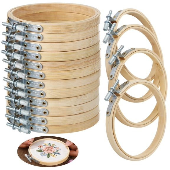 16PCS Small Embroidery Hoops, 4 Inches Adjustable Wooden Craft Hoops with Brass Screws, Small Cross Stitch Hoop Rings for Embroidery, Quilting, and Crafts