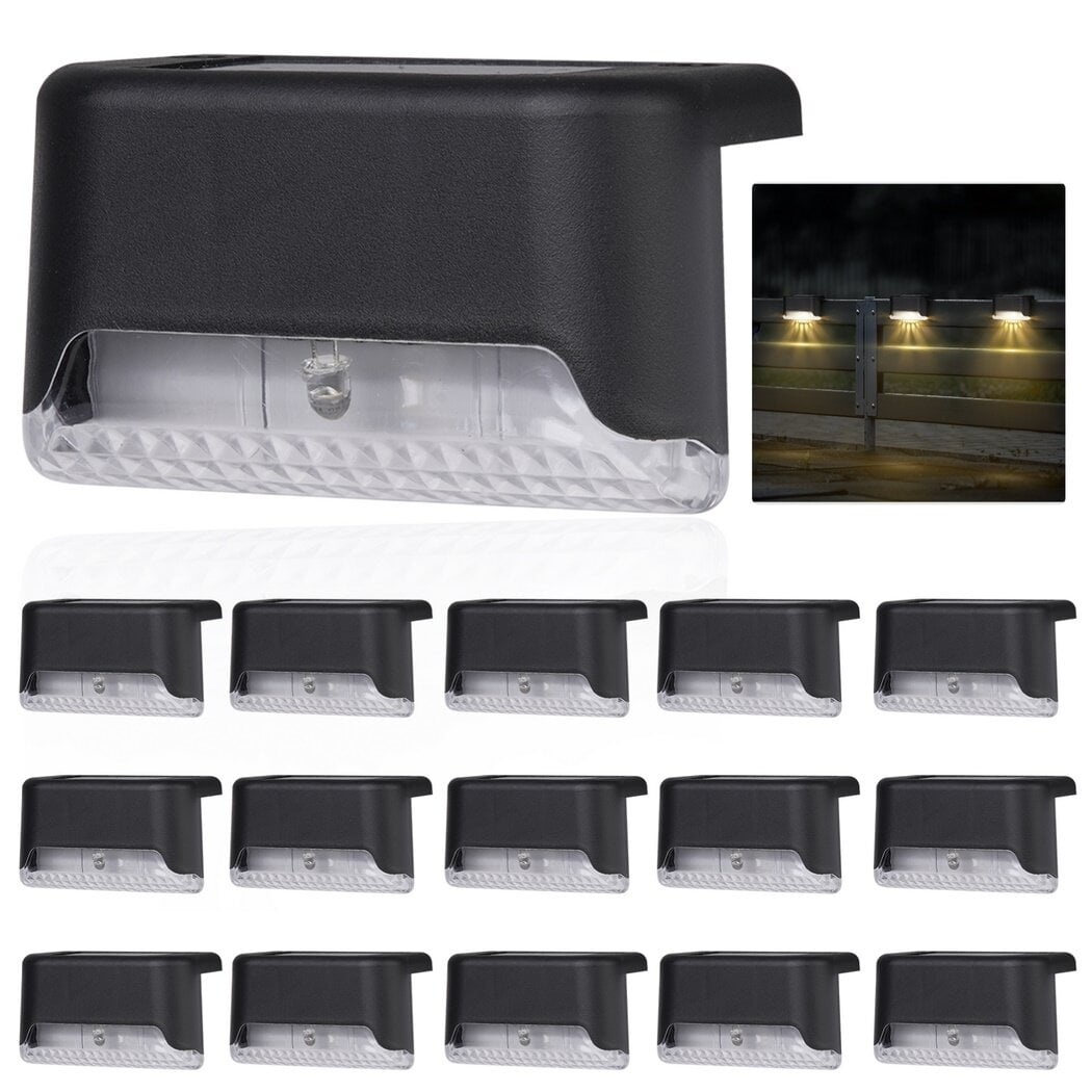 Volisun solar fence lights 8 pack solar powered fence lights outdoor with warm white led spot lens ip65 waterproof fence solar lights clearance
