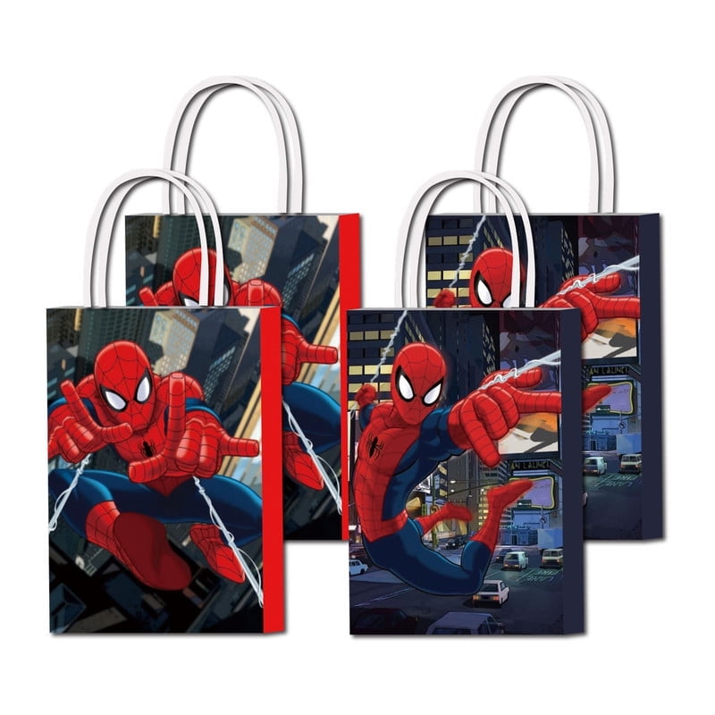 16PCS For Spiderman Theme Birthday Party Bags,Party Favor Bags,Birthday Party Decorations With Handles Favor Bags Candy Gift Bags for Boy Girls Birthday Party
