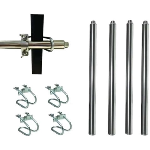 16PCS Stainless Steel Rotating Canopy Tent Poles - Adjustable Rails for 10x10 10x15 10x20 Pop Up Tents, Semi-Wall Hardware Only, Cross Bars Frame Kit$$Garden & Patio