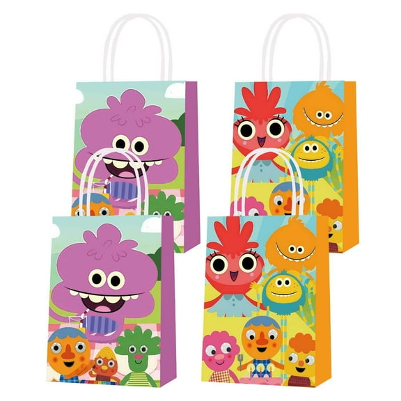16PCS For Super Simple Songs Theme Birthday Party Bags,Party Favor Bags,Birthday Party Decorations With Handles Candy Gift Bags Favor Bags For Birthday Party Supplies
