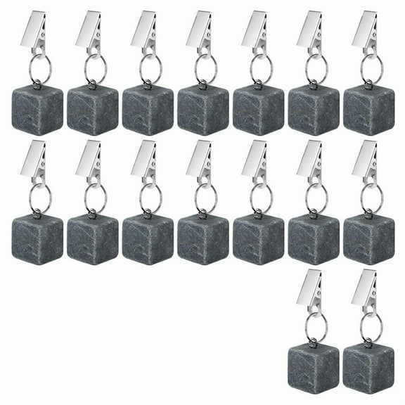 16PCS Tablecloth Weights with Metal Clip, Cube Table Covers Pendant Stones, Marble Table Cloth Weights for Decoration