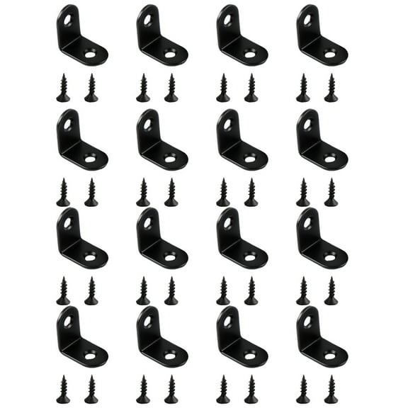 TABLZONE Heavy-Duty 90 Degree Corner Braces, Black Stainless Steel, 16 Pieces, Sturdy and Easy to Install for Wood and Metal