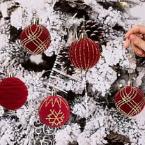16PCS Velvet Christmas Ball Ornaments,2.36" Handmade Flocked Shatterproof Christmas Decoration Set,Large Vintage Hanging Ornaments for Xmas Tree,Wedding,Holiday,Party