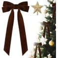 thumbnail image 1 of 16PCS Velvet Ribbon Burgundy Bows for Christmas Tree, Vintage Rustic Small Craft Bows Ornaments for Garland Wreath Gift Wrapping Candy Bags Party DIY Decorations(Deep Brown), 1 of 7