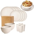thumbnail image 1 of 16PCS Wheat Straw Large Size Dinnerware Set, Service for 4, Lightweight Kitchen Accessories, Unbreakable Modern Dish Set-Plate/Dessert Plate/Bowl/Cup, Dishwasher Safe, Best Gifts (Beige), 1 of 7
