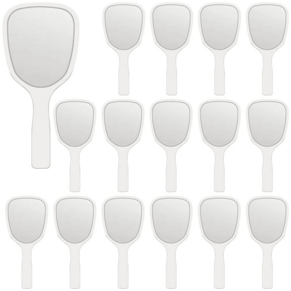16PCS White Handheld Makeup Mirrors for Travel, Compact and Portable, Single-Sided Mirror, Good for Quick Touch-ups, Quality Plastic for Durability, Great for Girls Women
