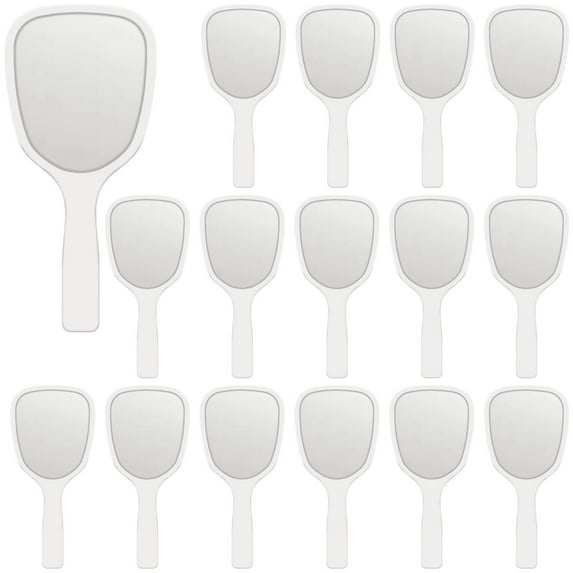 16PCS White Handheld Makeup Mirrors for Travel, Compact and Portable, Single-Sided Mirror, Good for Quick Touch-ups, Quality Plastic for Durability, Great for Girls Women
