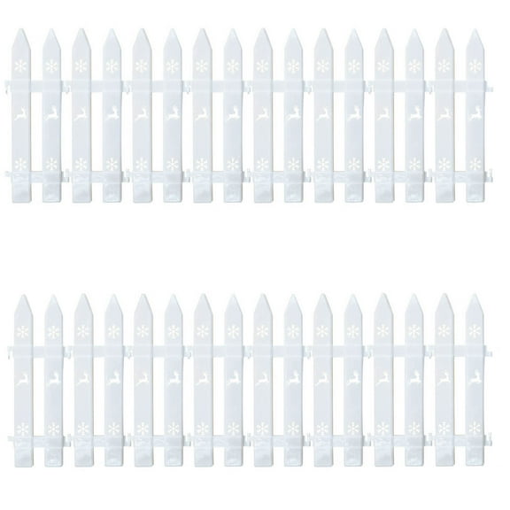 16PCS White Plastic Fence Picket Fence,Christmas Plastic Picket Fence Mini Fence Decoration,Christmas Xmas Tree Wedding Party Decoration ，Miniature Home Garden Border Grass Lawn Edge Fence