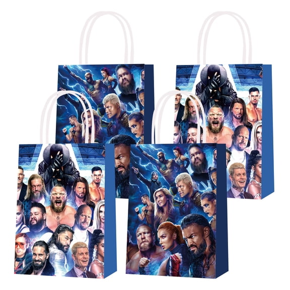 16PCS For Wrestling Theme Birthday Party Bags,Birthday Party Decorations Supplies,Party Favor Bags,With Handles Favor Bags Candy Gift Bags For Birthday Party