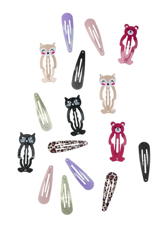 Critter Snap Hair Clip Set, 16-Piece