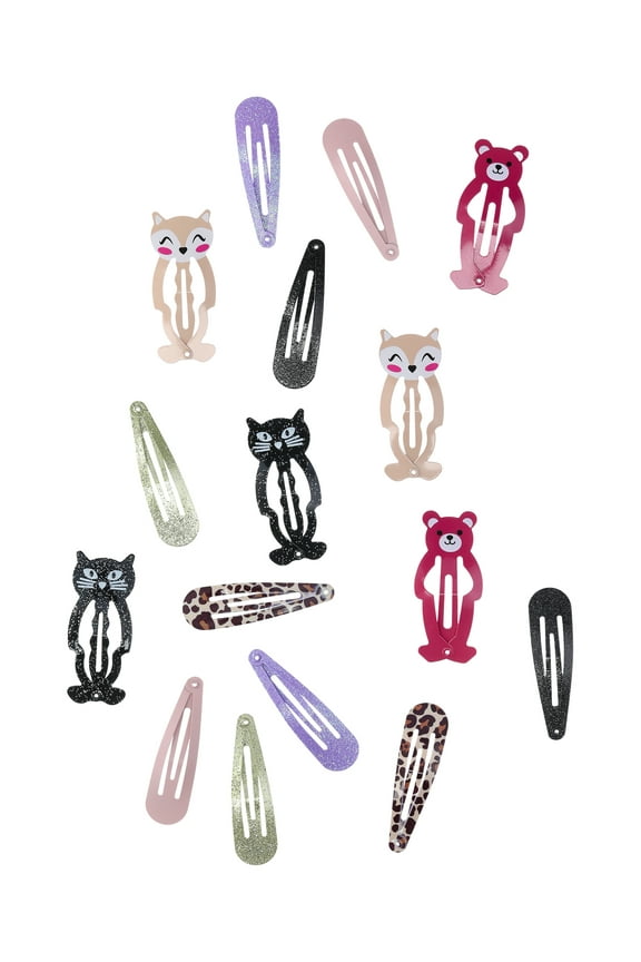 Critter Snap Hair Clip Set, 16-Piece