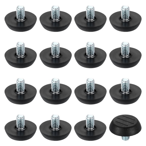 16Pack 1/4 Thread Furniture Feet Levelers, 23x10 Adjustable Leveling Screw, Black