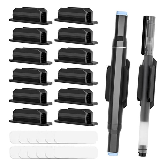 16Pack Adhesive Pen Holder Clipboard Pen Holder Stick on Pencil Holder Self Adhesive Silicone Pencil Marker Clip
