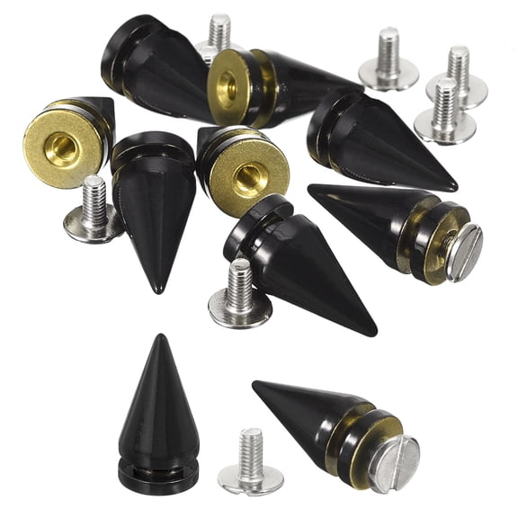 16Pack Cone Spike Stud Rivet, 10x20mm Screw Back Tree Studs and Spikes for Leather Craft(Gloss Black)