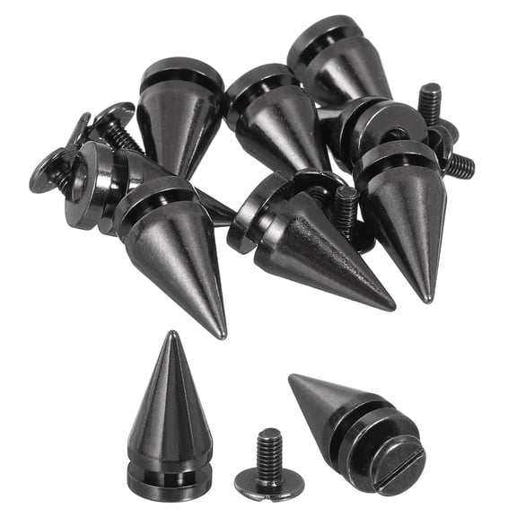 16Pack Cone Spike Stud Rivet, 10x20mm Screw Back Tree Studs and Spikes for Leather Craft(Metallic Black)