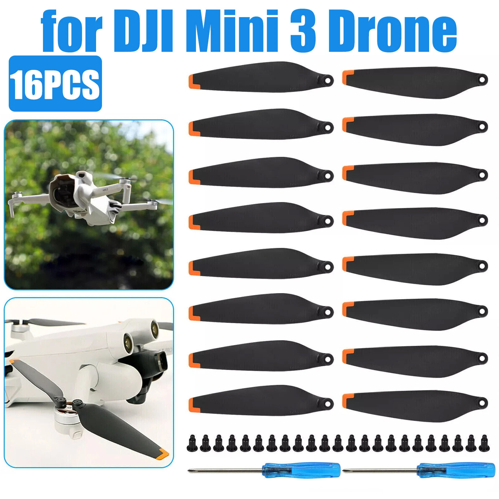16Pack Low-Noise Propellers Blades Props Wings For Dji Mini 3 Drone Accessories