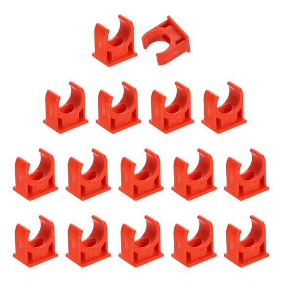 16Pack Water Pipe Clamps Clips, U-Shaped Holder Buckles for 16mm OD, Red