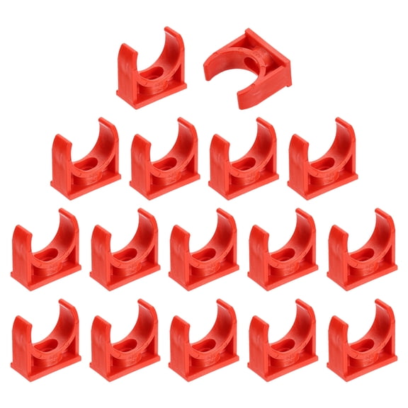 16Pack Water Pipe Clamps Clips, U-Shaped Holder Buckles for 25mm OD, Red