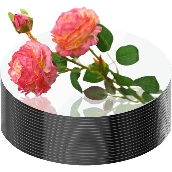 16Pack Round Mirror Plates for Centerpieces, 10inch Mirror Trays Flat Circle Mirrors for Tables Centerpieces, Circle Candle Plate Mirror Centerpiece Table Decorations for Wedding Decorations Party