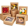 thumbnail image 1 of 16Packs 14x14x5cm Clear PVC Square Window Gift Boxes Brown Kraft Paper Present Boxes for Wedding Gift Chocolates Cookies and Other Small Crafts, 1 of 6