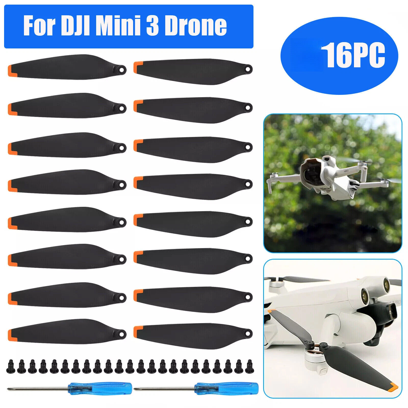 16Pc Low-Noise Propellers Blades Props Wings For Dji Mini 3 Drone Accessories