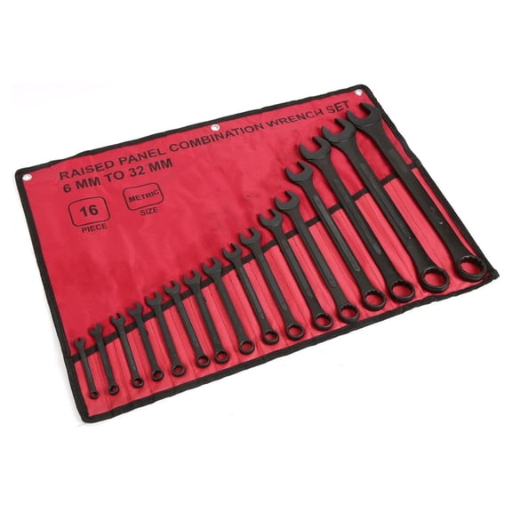16Pc Raised Panel Combination Wrenches Set 12-Point Metric Wrench Set 6-32mm