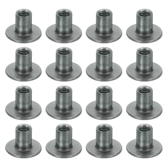 16Pcs 1/4"-20x12mm Brad Hole Tee Nut Carbon Steel Four-Jaw T-Nut Round Base