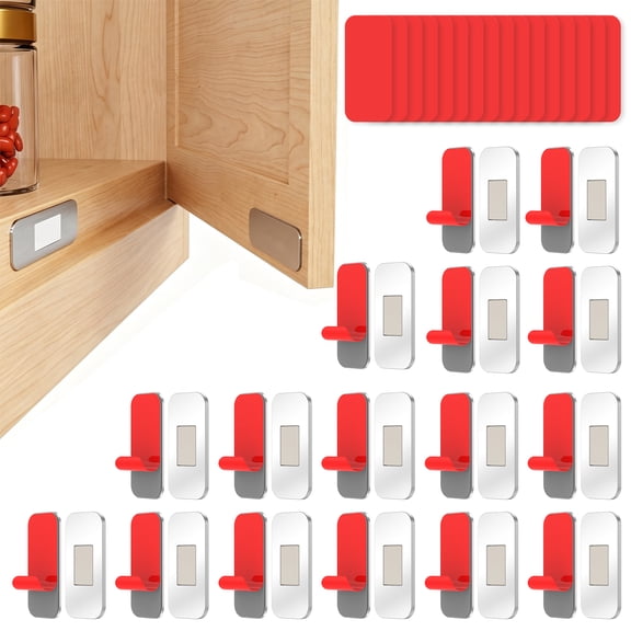 16Pcs 1.57*0.79in Magnetic Door Catch Magnetic Cabinet Door Catch Ultra Thin Stainless Steel No Drill
