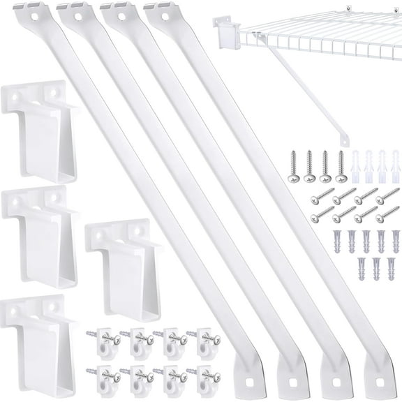 16Pcs 12 Inch Wire Shelf Support Brackets Kit with Clips Screws for Closet Garage