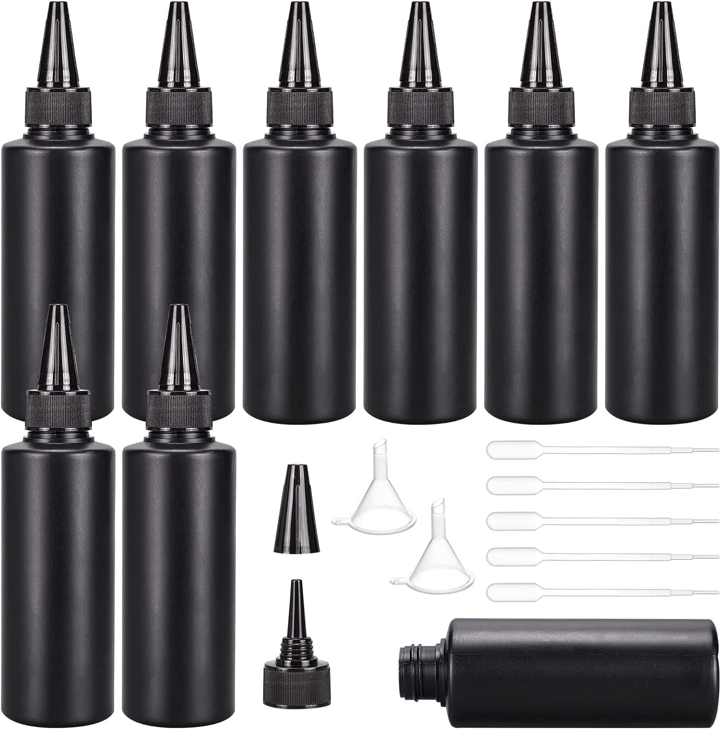 16Pcs 150ml Black Plastic Squeeze Bottles Dispensing Condiment Bottles