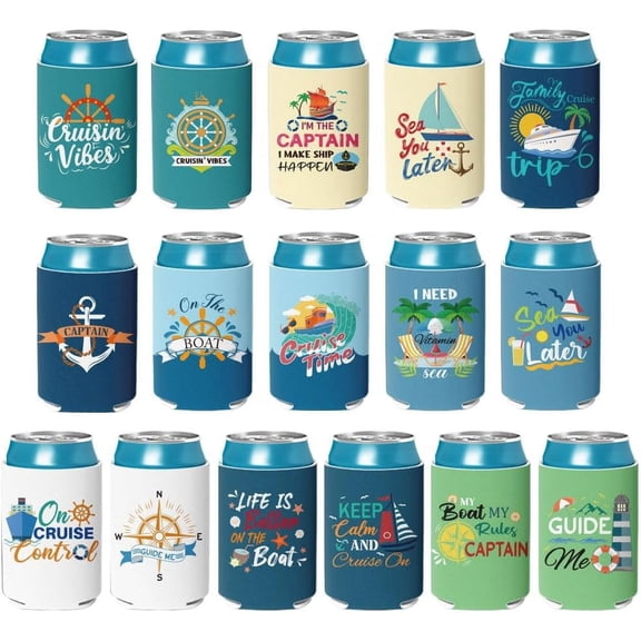 16Pcs 16 Styles Neoprene Reusable Can Cooler Sleeves Vehicle 260x105mm 1pc/style