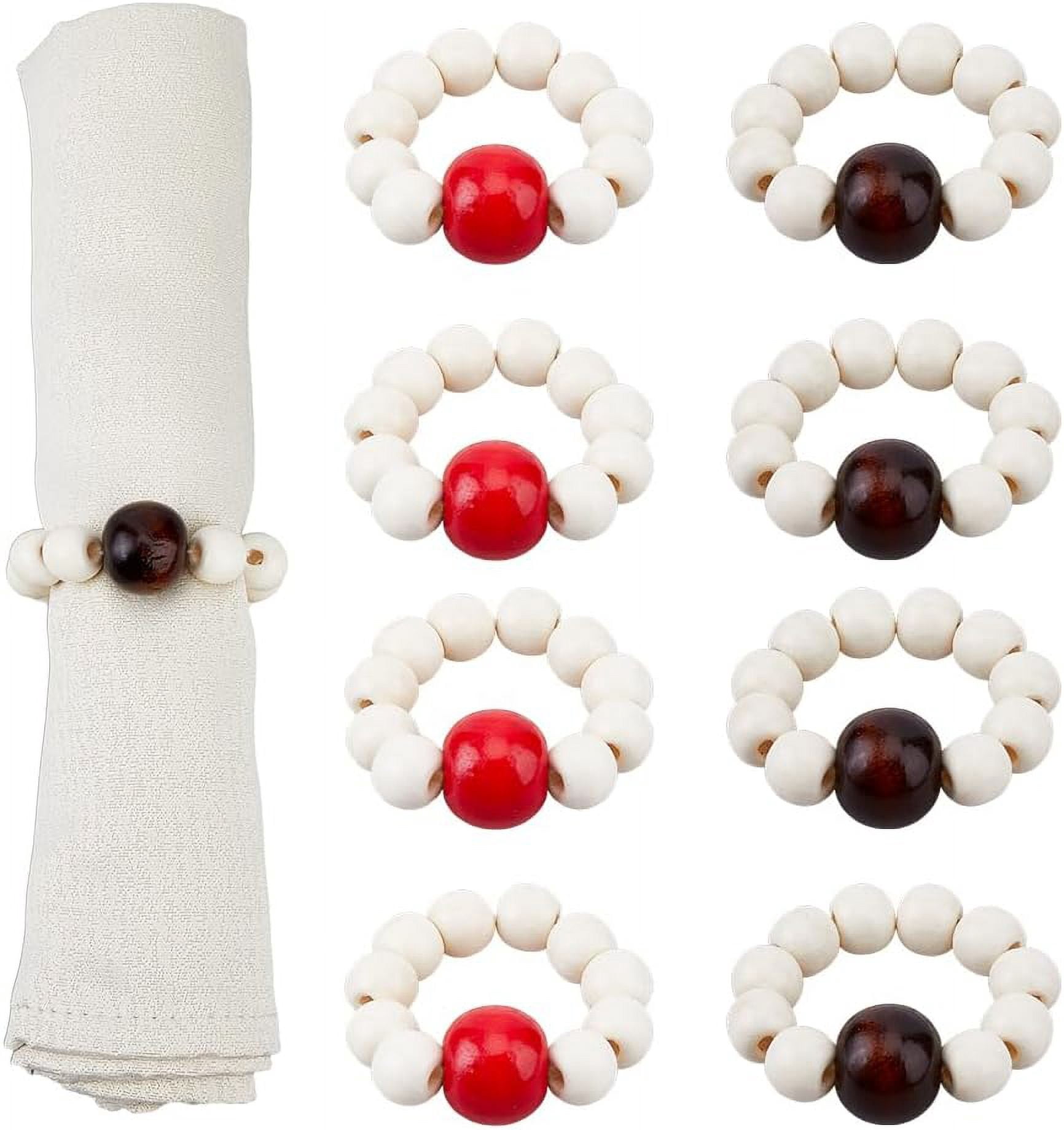 16Pcs 2 Colors Round Napkin Rings Set Red Coconut Brown Modern Napkin ...