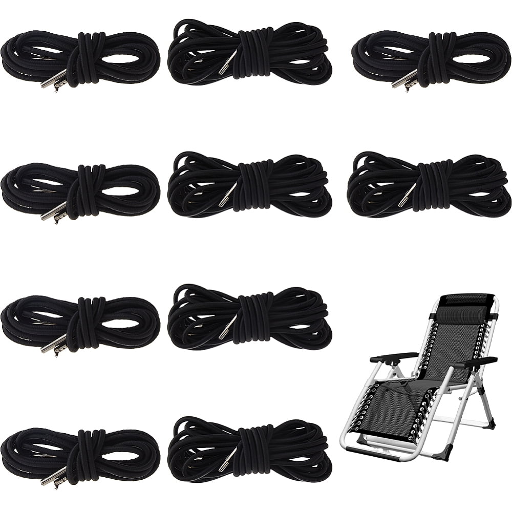 16Pcs 2 Sizes Replacement Cord Gravity Chair Black Elastic Cords Bungee Shock Cords Stretch String Cord