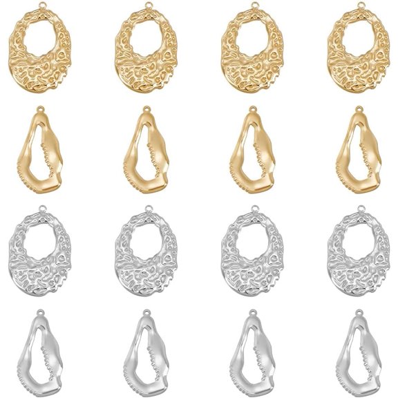 16Pcs 2 Styles 2 Colors Teardrop Charms Textured Stainless Steel Water Drop Pendants 33~36mm Teardrop Earring Charms Metal Jewelry Pendants for DIY Bracelet Necklace Earring Keychain White 1box